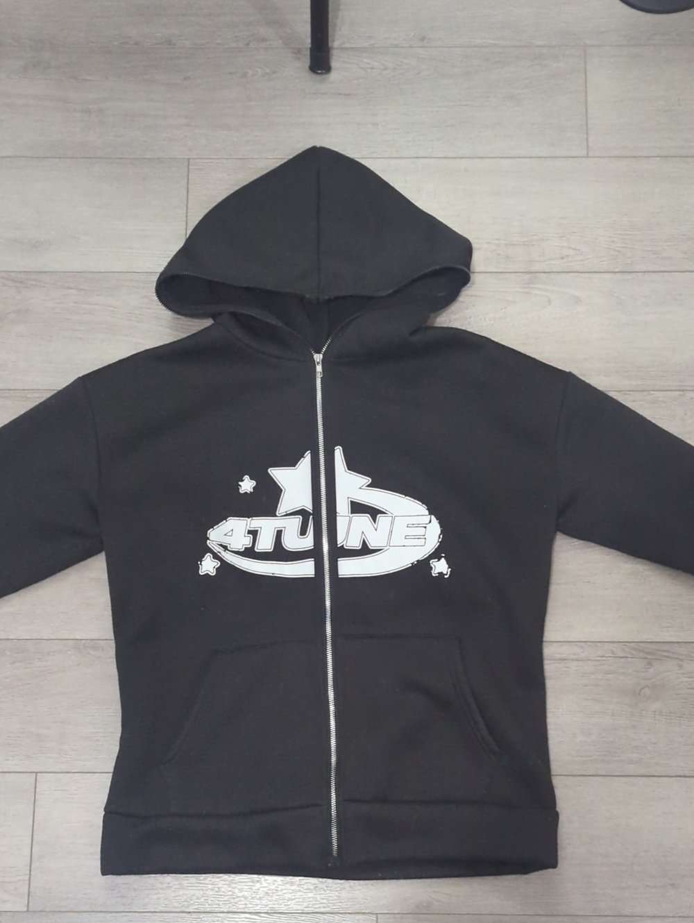 Black Full Zip-Up Hoodie 4TUNE